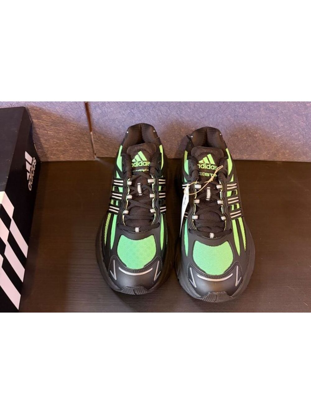 Adidas Adistar XLG 2.0 Black Green Running Shoes 10M/11W NIB Box Damaged- minor